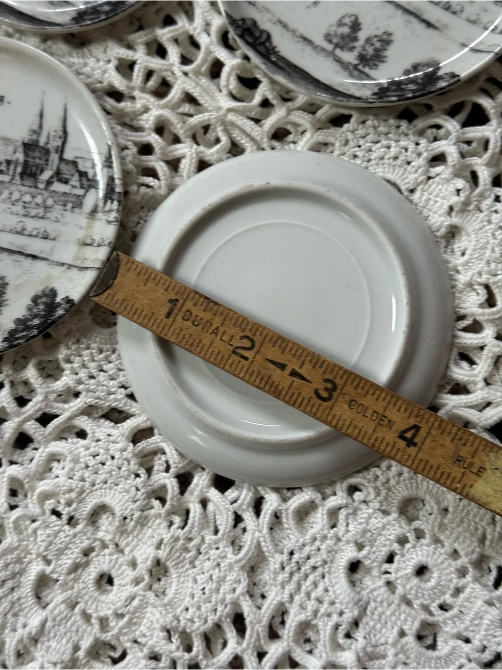 Vintage Black and White Scenic Germany Glass Mini Plates - Set of 4